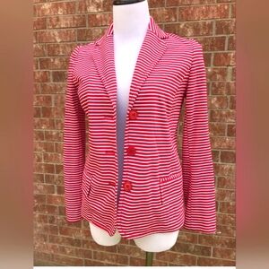 Talbots red and white stripes cotton blazer 16P